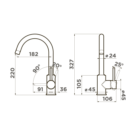 Смеситель для кухни OMOIKIRI Shinagawa-C (4994177)
