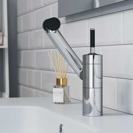 Смеситель для раковины (умывальника) DAMIXA Arc (290217464), хром/черный