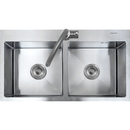 Мойка кухонная врезная 80х45 см MELANA Profline (MLN-RS8045H) с двумя чашами