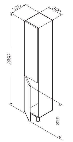 Пенал 30 см Am.Pm Gem (M90CSL0306DM), левый, синий