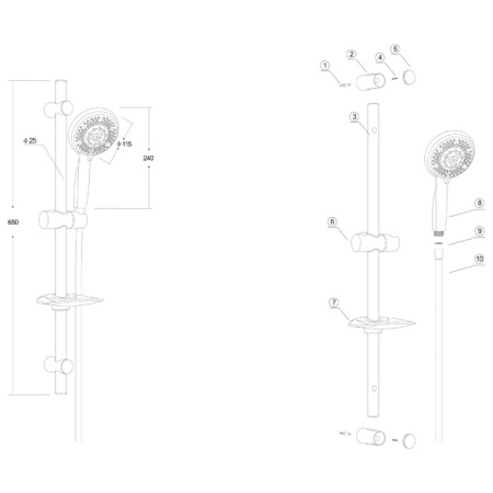 Душевая стойка для душа Osgard Lovelace Black (90717) без излива, черная