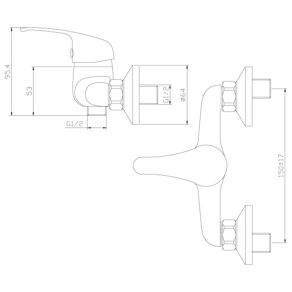 Смеситель для душа ROSSINKA Silvermix Серия Y (Y35-41)