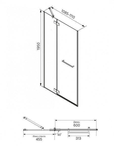 Душевая дверь, 110х195 см, IDDIS Slide (SLI6CH1i69) распашная