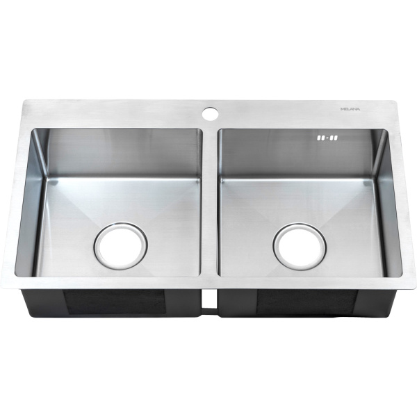 Мойка кухонная врезная 80х45 см MELANA Profline (MLN-RS8045H) с двумя чашами