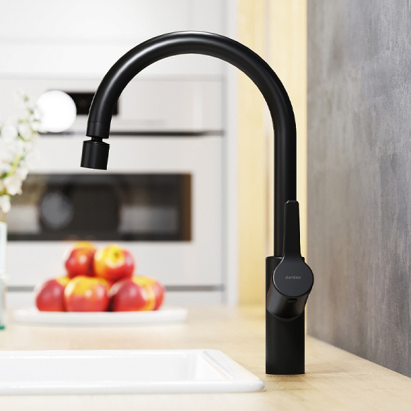 Смеситель для кухни DAMIXA Eclipse (310722300) с поворотным изливом, черный