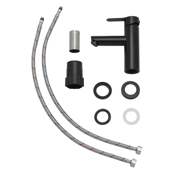 Смеситель для раковины AQUEDUC (345327) с фиксированным изливом, черный