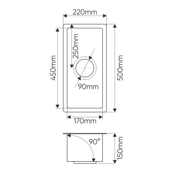 Мойка кухонная врезная MELANA Profline (MLN-R2250H) универсальная