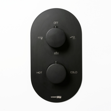 Термостатический смеситель для ванны и душа WasserKRAFT Elbe (7444 Thermo), черный