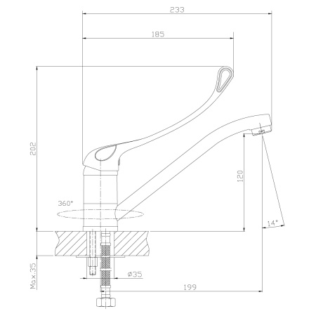 Смеситель хирургический ROSSINKA Silvermix (Y35-25)