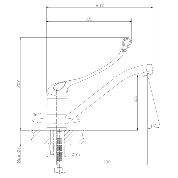 Смеситель хирургический ROSSINKA Silvermix (Y35-25)