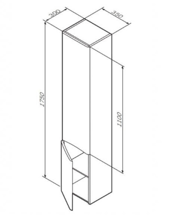 Пенал подвесной 35 см, AM.PM Like (M80CHL0356WG), левый, белый глянец
