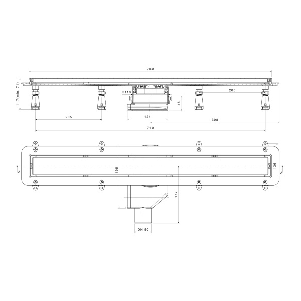 Душевой лоток 75 см POINT Гермес (PN50175) сталь