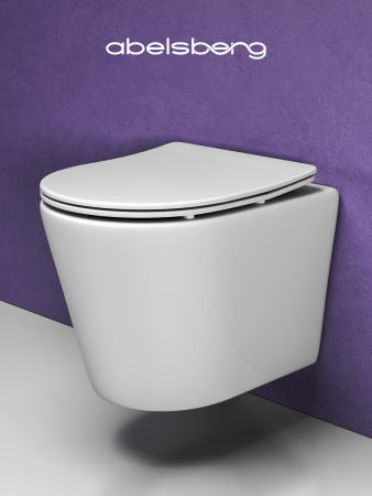 Подвесной безободковый унитаз ABELSBERG Element Ceramic (ELC70701WH) TornadoFlush и ультратонким сиденьем OneClick