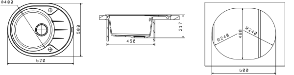 Кухонная мойка FLORENTINA Родос 620 (20.245.B0620.102), чёрный