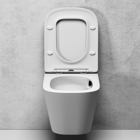 Подвесной безободковый унитаз ABELSBERG Object Ceramic (OBC80901WH) TornadoFlush и ультратонким сиденьем OneClick