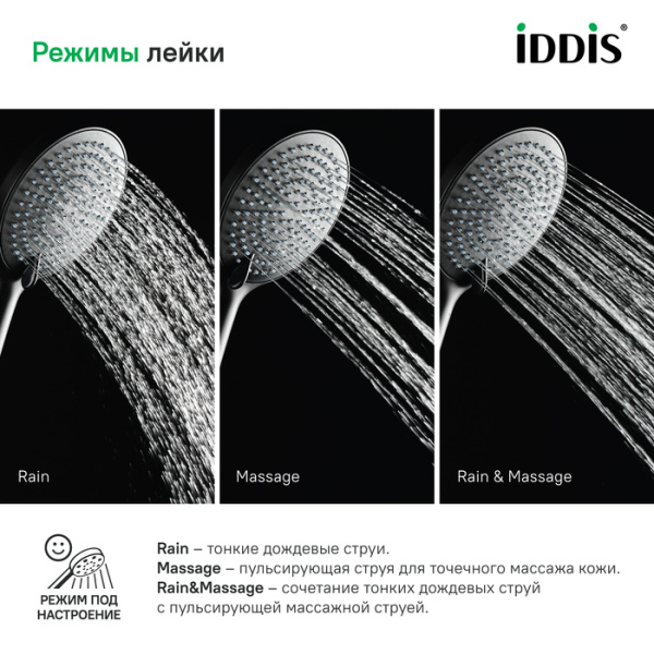 Лейка для душа IDDIS Optima Home (OPH3F0Bi18), черная