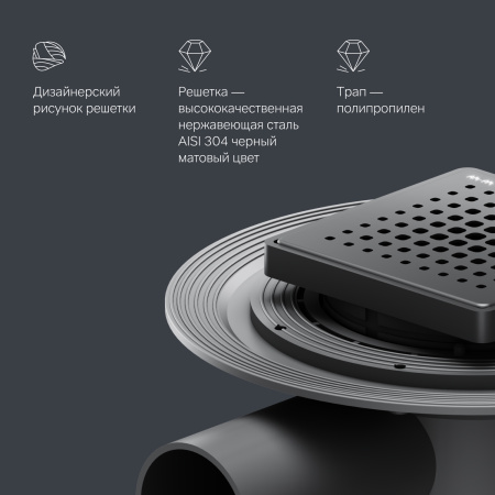 Душевой трап 10x10 см AM.PM MasterFlow (W01BD-P11-010-01BM) черный