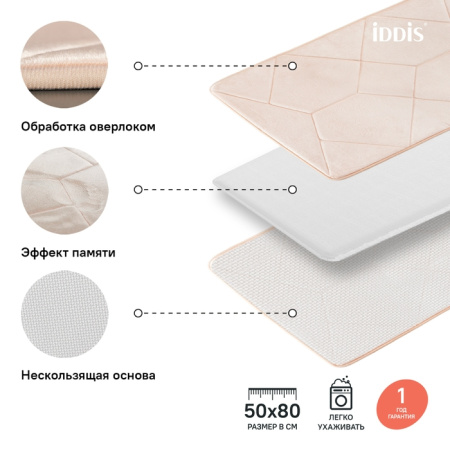Коврик для ванны, 50*80 см, IDDIS Basic (B23P580i12),  с запоминающей пеной