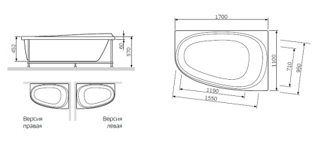 Ванна акриловая 170х110 см Am.Pm Like (W80A-170R110W-A), правосторонняя