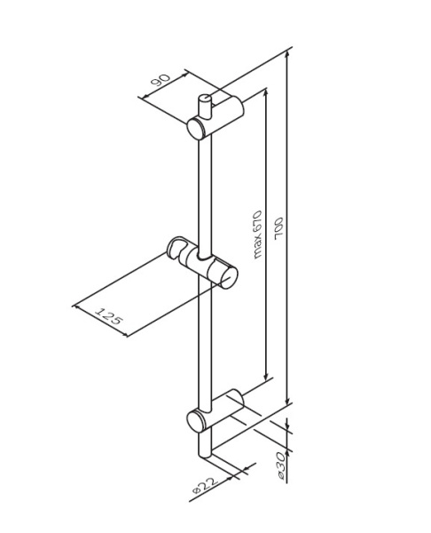 Душевая штанга 70 см Am.Pm серия Gem (F0390000), хромированная