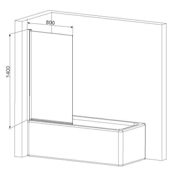 Шторка на ванну 80х140 см Am.Pm Gem (W90BS-D080-140CT)