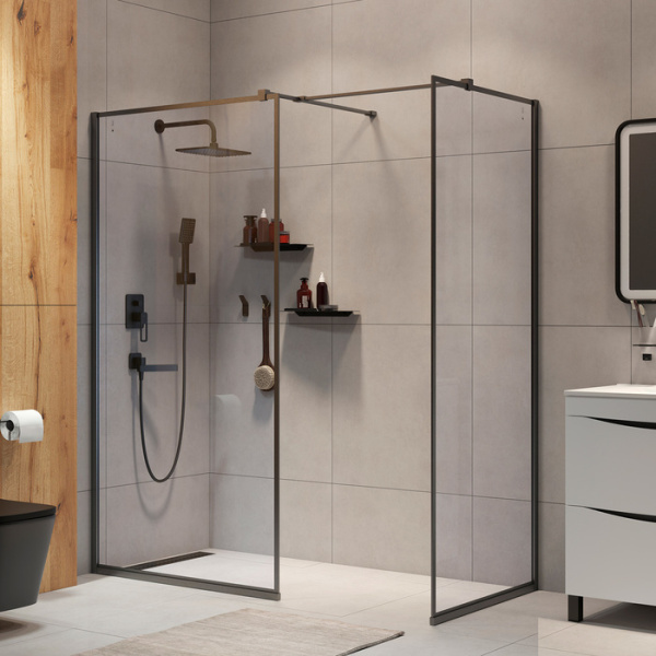 Душевая перегородка Walk In 80x195 IDDIS Slide (SLI8GS8i23), графит
