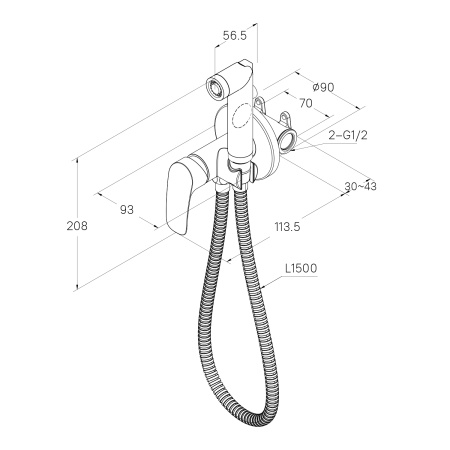 Встраиваемый смеситель для биде с гигиеническим душем Milardo Rora (RORSBR0M08)