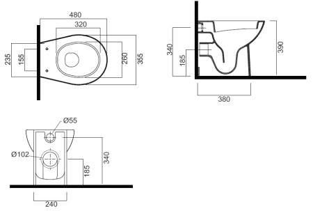 Унитаз приставной Am.Pm Sense (C751438WH)