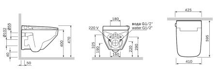 Унитаз подвесной Am.Pm Inspire v2.0 (CCC50A1700SC), безободковый, с крышкой-биде