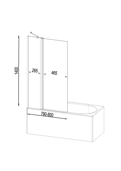 Шторка на ванну 80х140 см Am.Pm Gem (W90BS-D3W5-140CT)