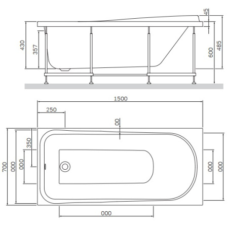 Ванна акриловая 150х70 см, Am.Pm Like (W80A-150-070W-A)