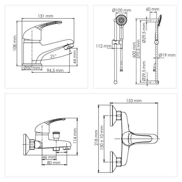 Набор смесителей для ванны WasserKRAFT (A31011) с душевым гарнитуром