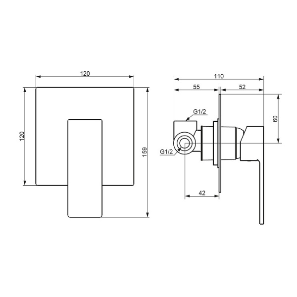 Встраиваемый смеситель для душа DAMIXA Gala (537500000) без излива
