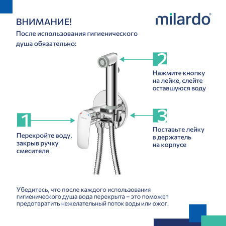 Встраиваемый смеситель для биде с гигиеническим душем Milardo Rora (RORSBR0M08)