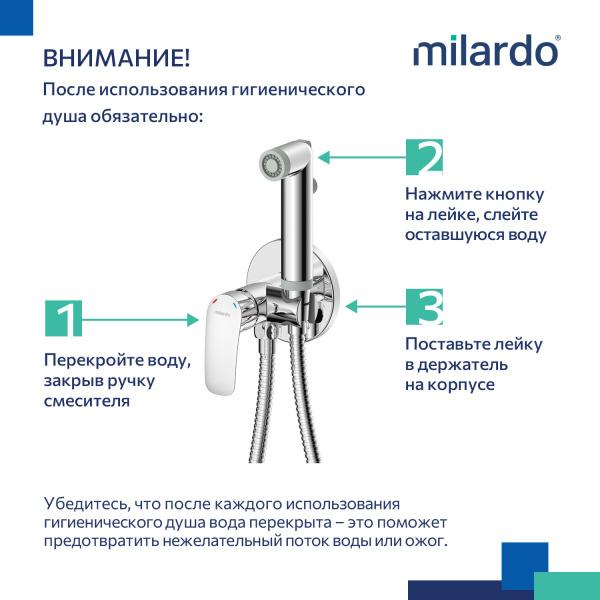Встраиваемый смеситель для биде с гигиеническим душем Milardo Rora (RORSBR0M08)