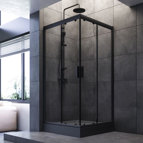 Душевой уголок 90х90  Am.Pm Gem (W90G-403-090BT) без поддона, черный