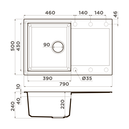 Мойка гранитная OMOIKIRI Sakaime 79-BL (4993276 черная
