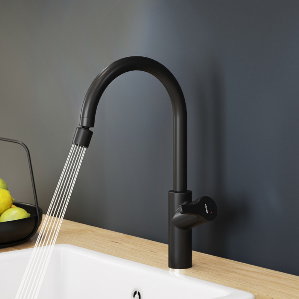 Смеситель для кухни DAMIXA Eclipse (310722300) с поворотным изливом, черный