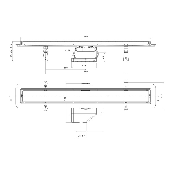 Душевой лоток 65 см POINT Гермес (PN50165) сталь