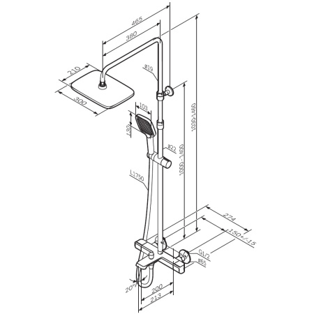Душевая система для ванны Am.Pm Func (F078F500) с термостатом