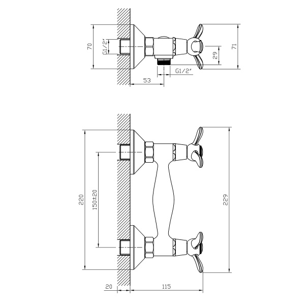 Смеситель для душа ROSSINKA Silvermix Серия Q (Q02-41)