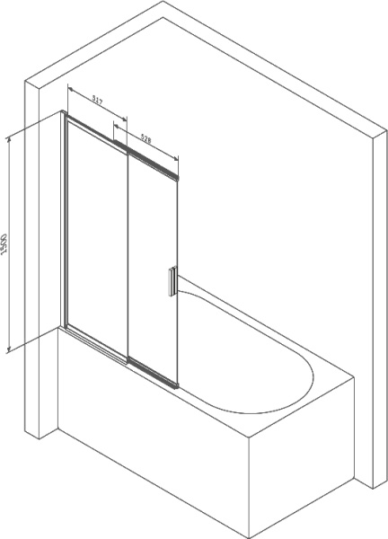 Шторка на ванну 100х150 см Am.Pm Like (W80S-100PS-150MT)