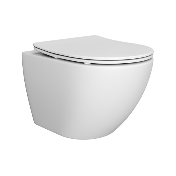 Подвесной безободковый унитаз ABELSBERG Arcade Ceramic (ARC60801WH) TornadoFlush и ультратонким сиденьем OneClick
