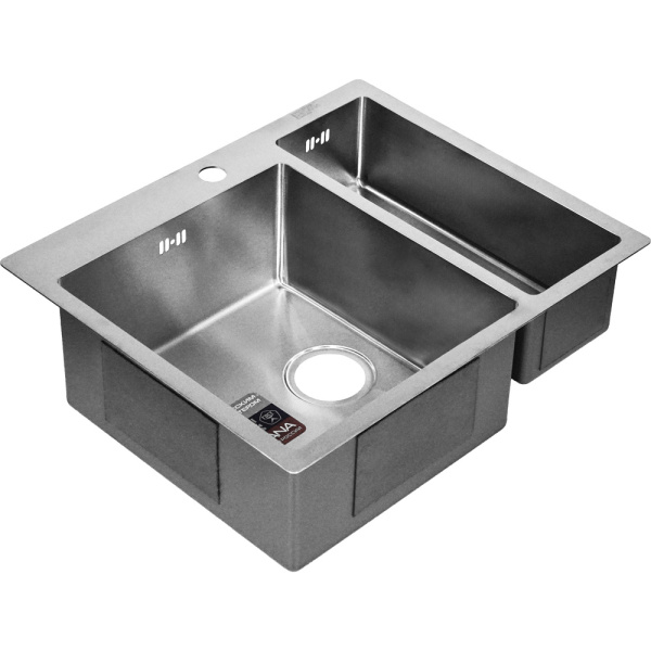 Мойка кухонная врезная 61х51 см MELANA Profline (MLN-RS6151HL) с двумя чашами, левосторонняя