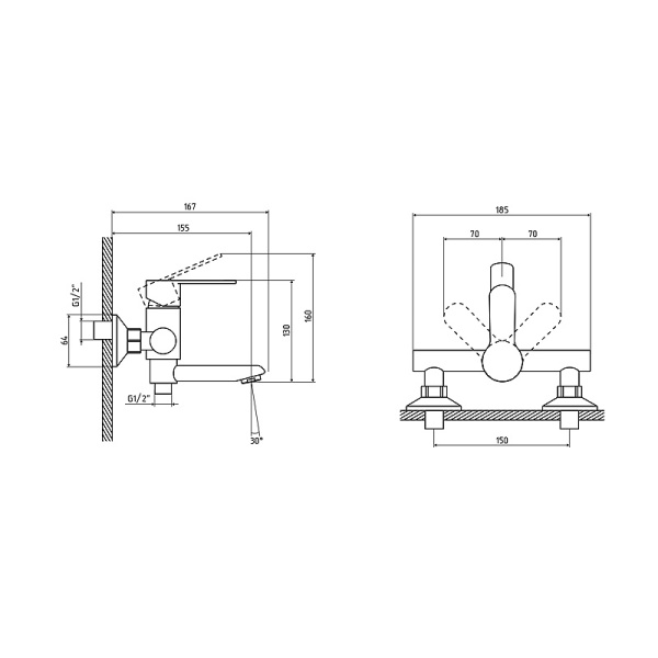 Смеситель для ванны Osgard Hugg Black (12323) черный