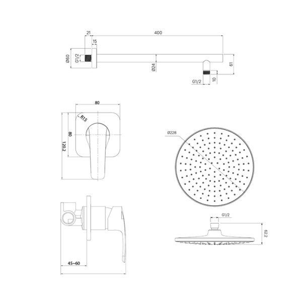 Встраиваемая душевая система IDDIS серия Оптима Хоум/Optima Home (OPHBL01i66) без излива, черная