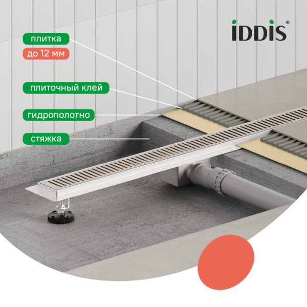 Трап для душа 54 см IDDIS Level (975A5SB10DZ) с горизонтальным выпуском