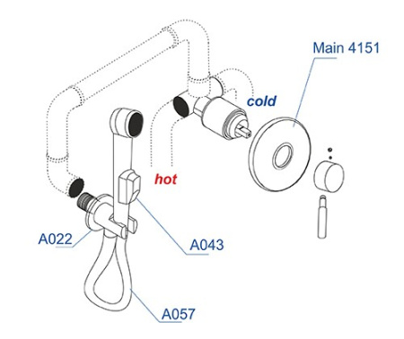 Встраиваемый смеситель для биде с гигиеническим душем WasserKRAFT (A04157)