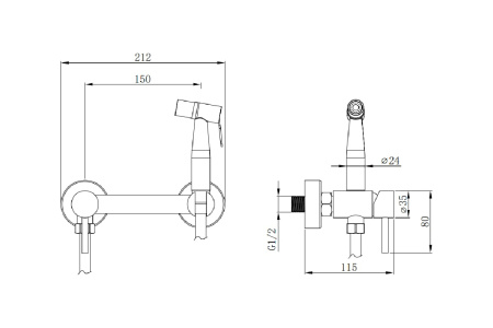 Смеситель для биде Olives Akero (AK11135) с гигиеническим душем