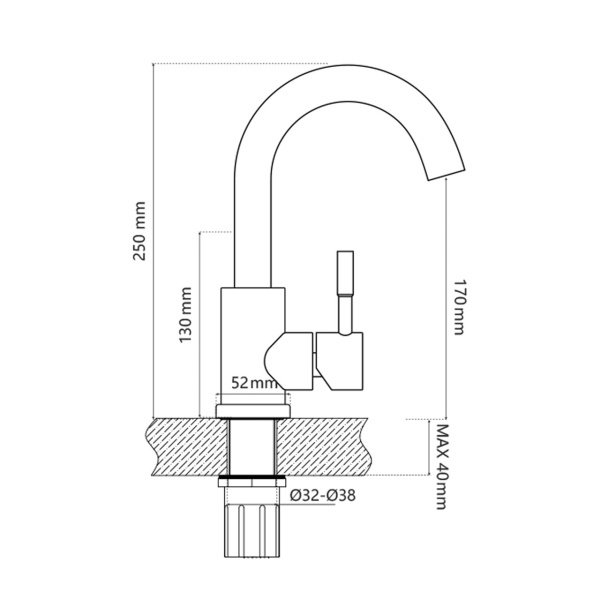 Смеситель для раковины AQUEDUC (345727) с поворотным изливом, хром